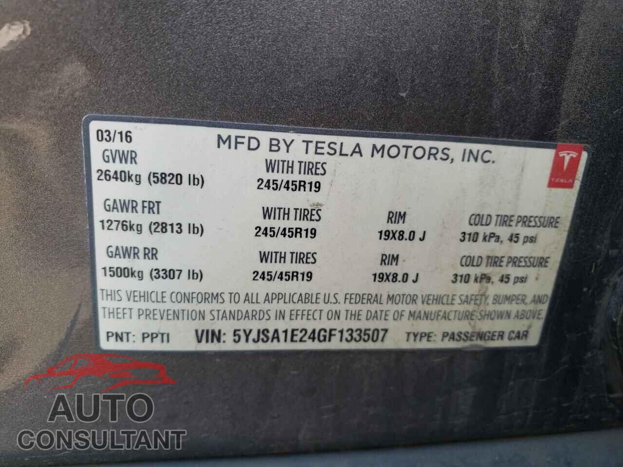 TESLA MODEL S 2016 - 5YJSA1E24GF133507