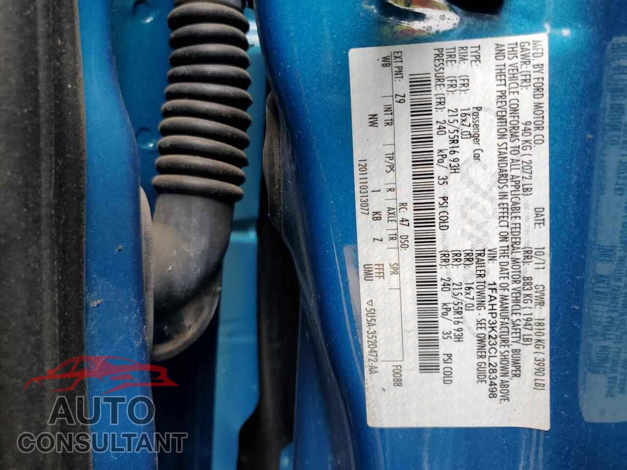 FORD FOCUS 2012 - 1FAHP3K23CL283498