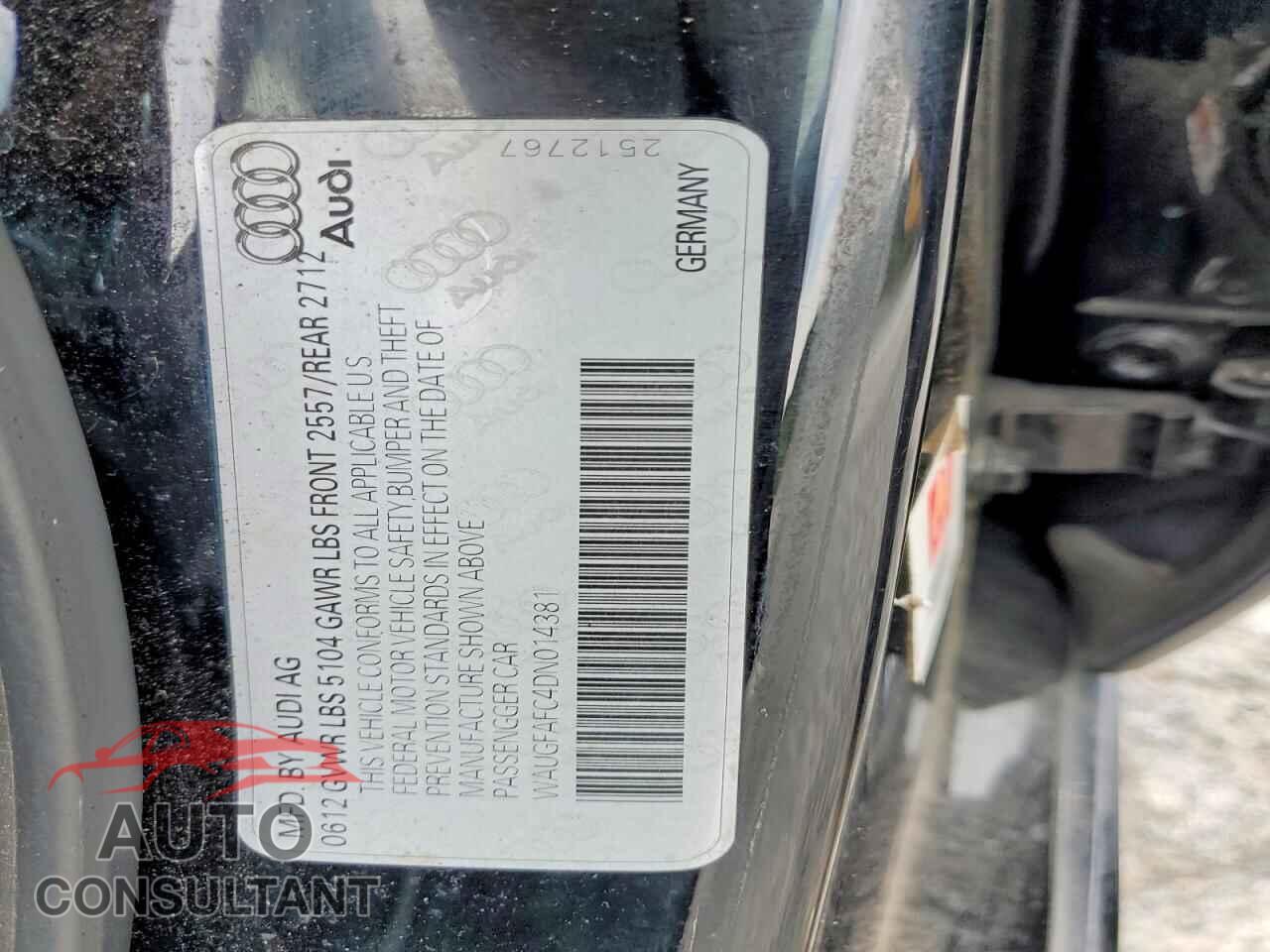 AUDI A6 2013 - WAUGFAFC4DN014381