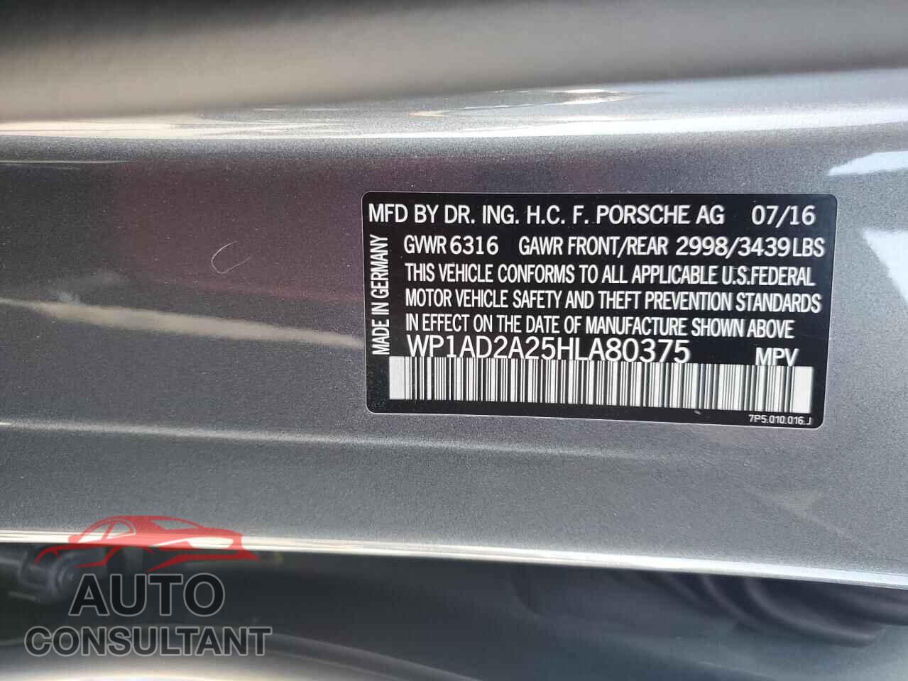 PORSCHE CAYENNE 2017 - WP1AD2A25HLA80375