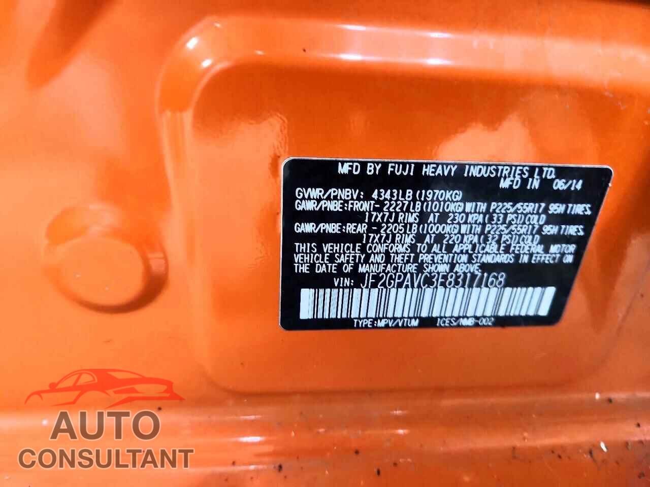 SUBARU XV 2014 - JF2GPAVC3E8317168