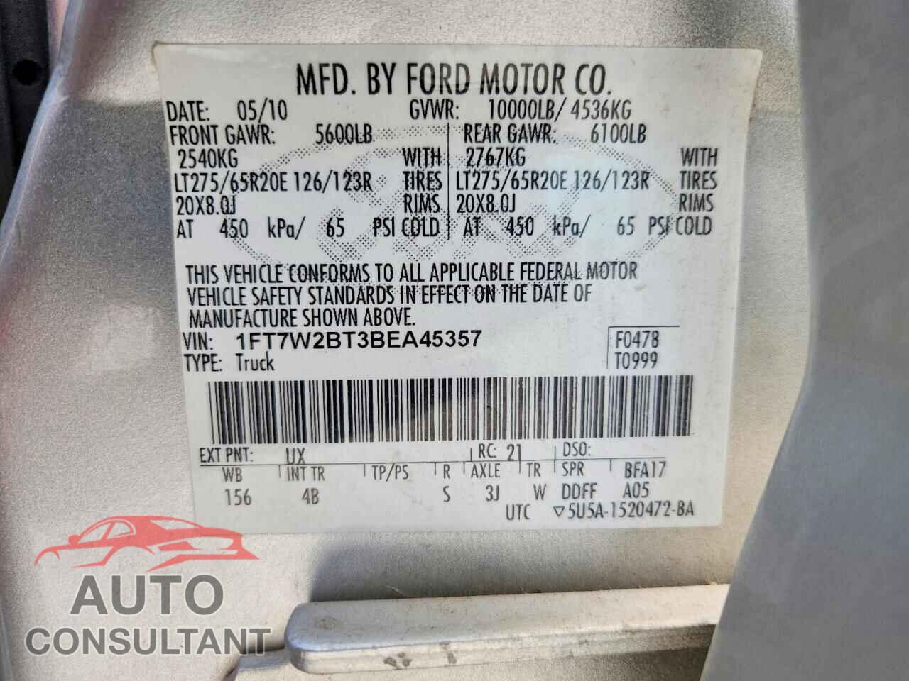 FORD F250 2011 - 1FT7W2BT3BEA45357