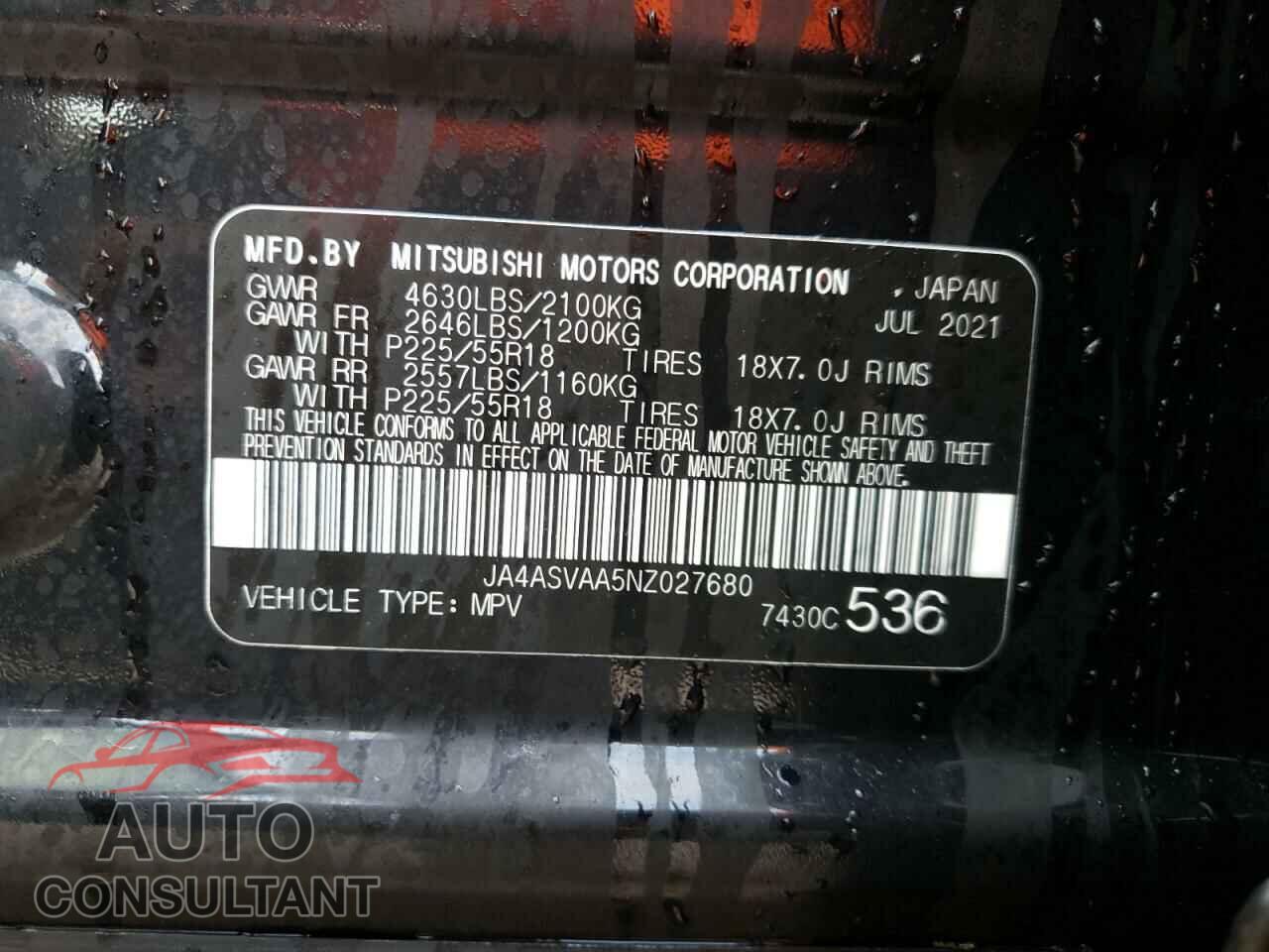 MITSUBISHI ECLIPSE 2022 - JA4ASVAA5NZ027680