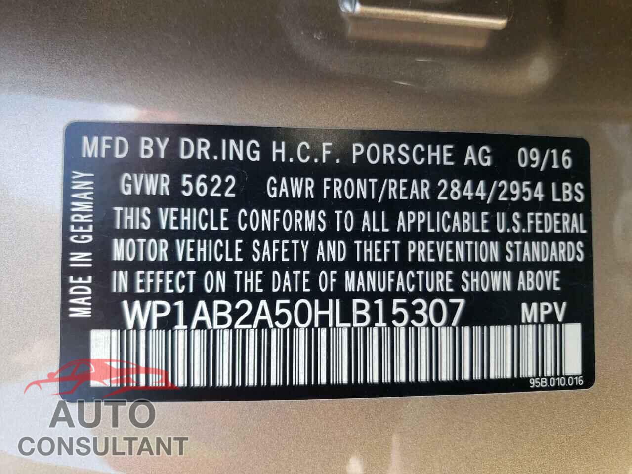 PORSCHE MACAN 2017 - WP1AB2A50HLB15307