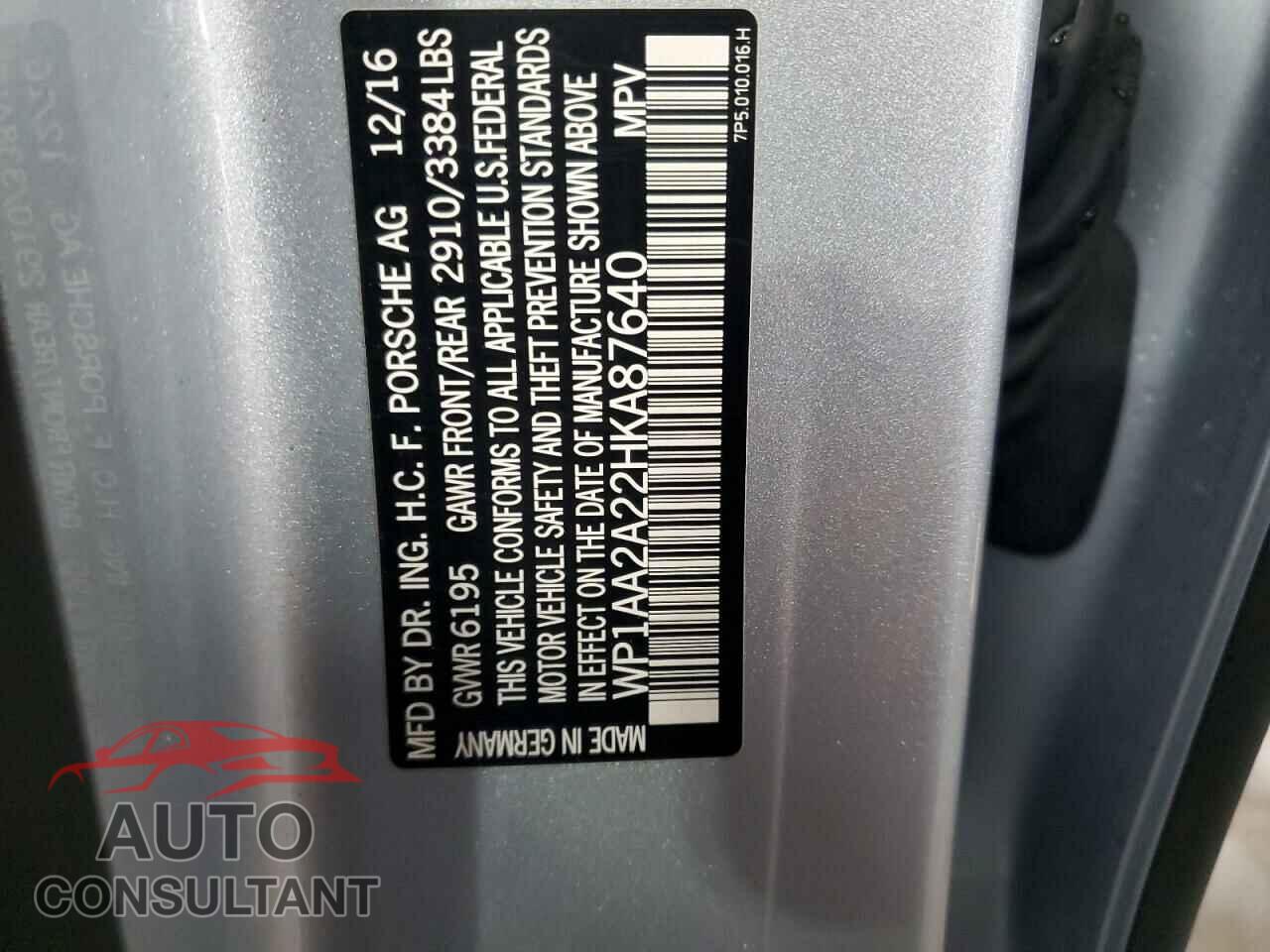 PORSCHE CAYENNE 2017 - WP1AA2A22HKA87640