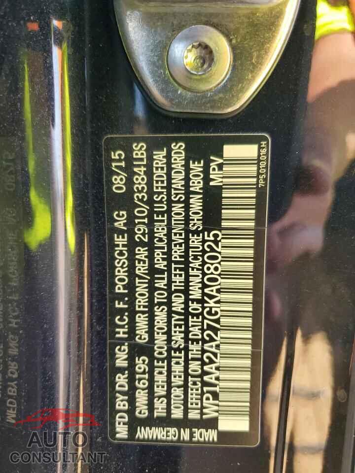 PORSCHE CAYENNE 2016 - WP1AA2A27GKA08025