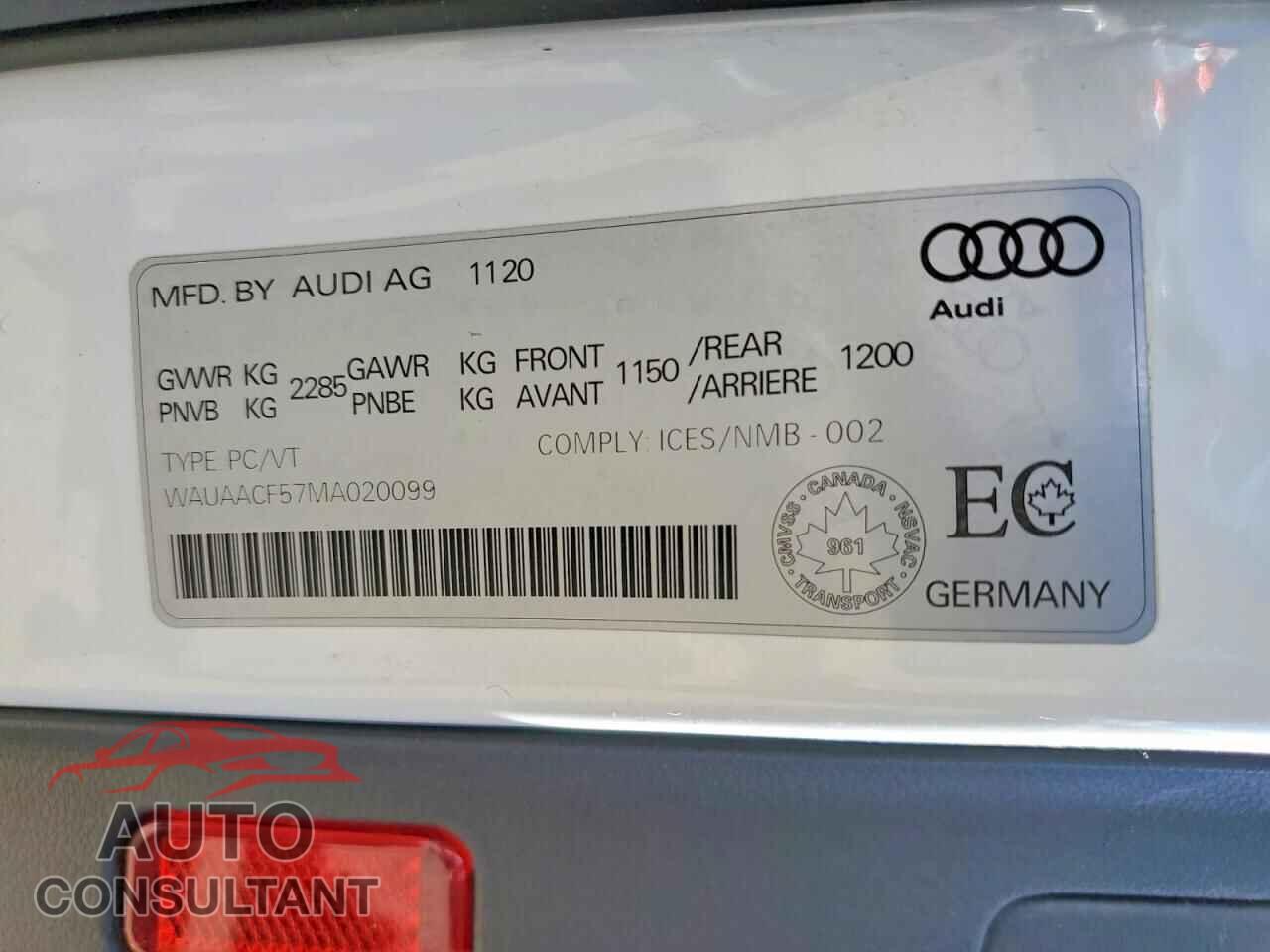 AUDI A5 2021 - WAUAACF57MA020099
