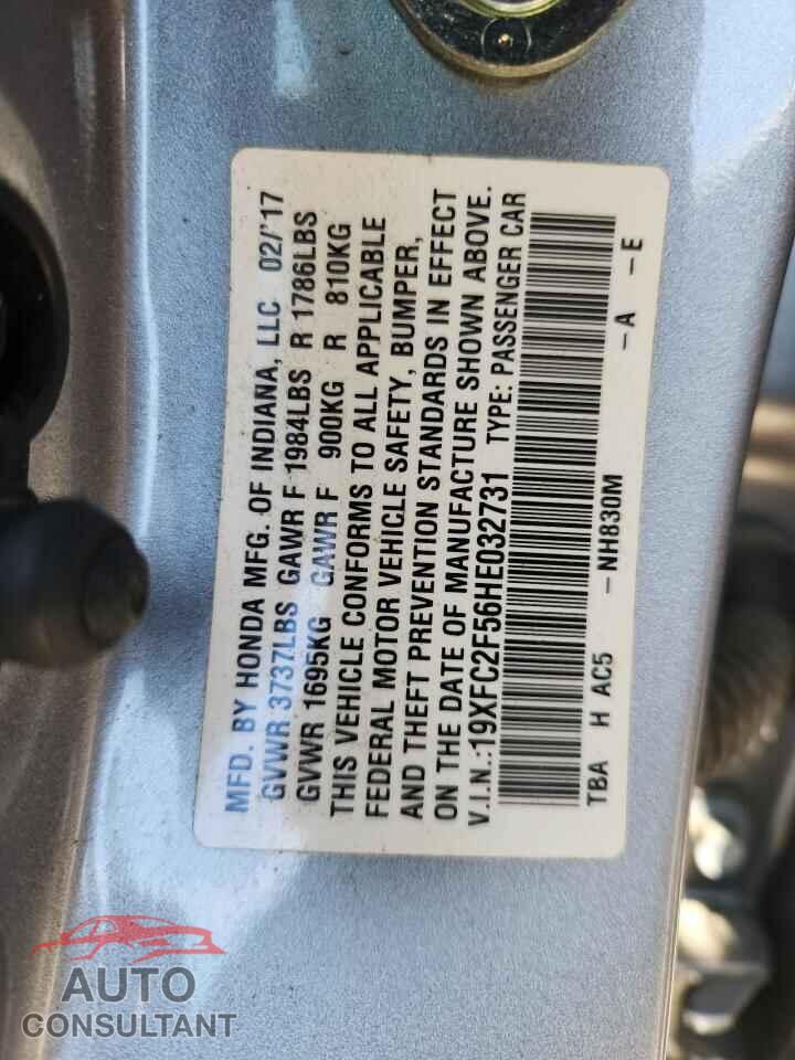 HONDA CIVIC 2017 - 19XFC2F56HE032731