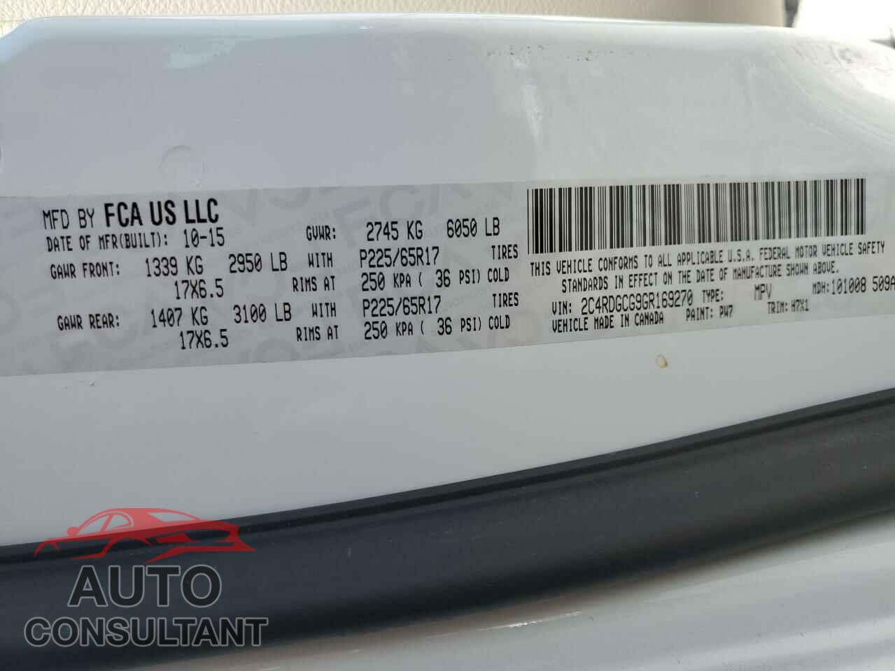 DODGE CARAVAN 2016 - 2C4RDGCG9GR169270