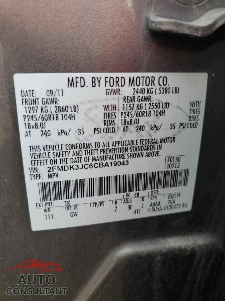 FORD EDGE 2012 - 2FMDK3JC6CBA19043