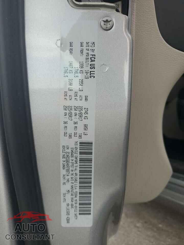 DODGE CARAVAN 2019 - 2C4RDGBG4KR789714