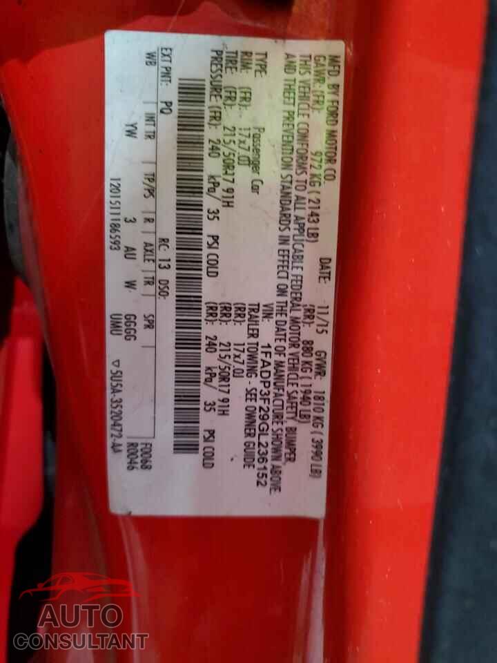 FORD FOCUS 2016 - 1FADP3F29GL236152
