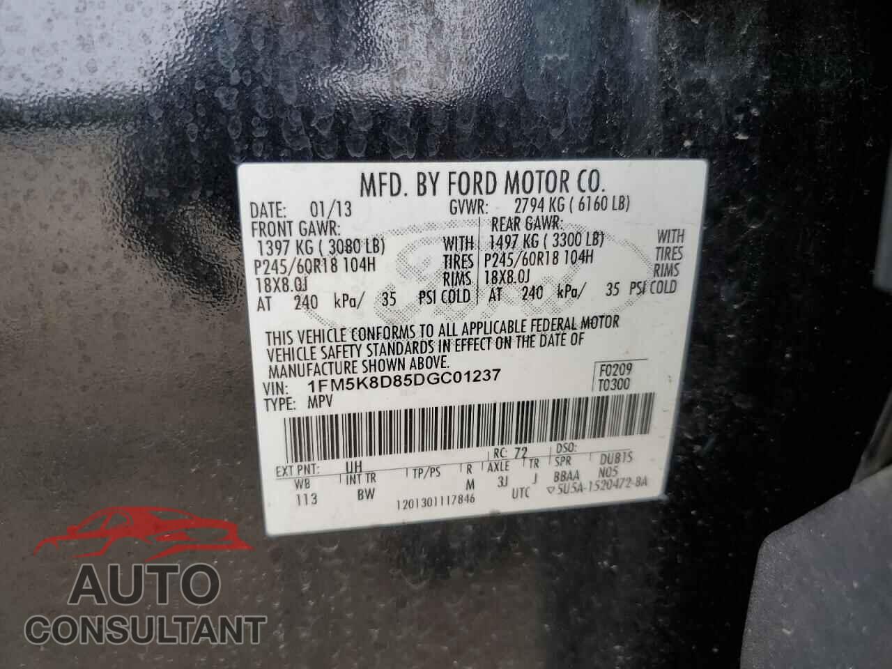 FORD EXPLORER 2013 - 1FM5K8D85DGC01237