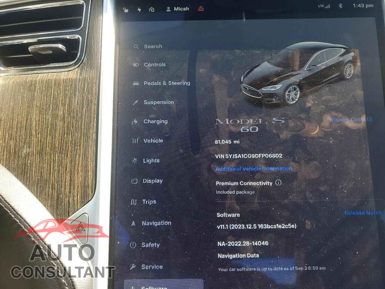 TESLA MODEL S 2013 - 5YJSA1CG9DFP06802