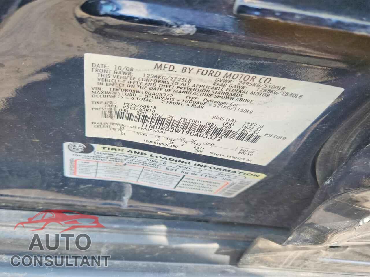 FORD TAURUS 2009 - 1FMDK03W19GA03372