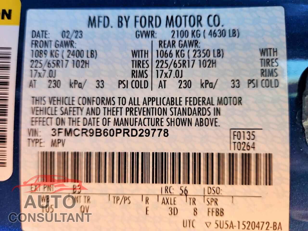 FORD BRONCO 2023 - 3FMCR9B60PRD29778