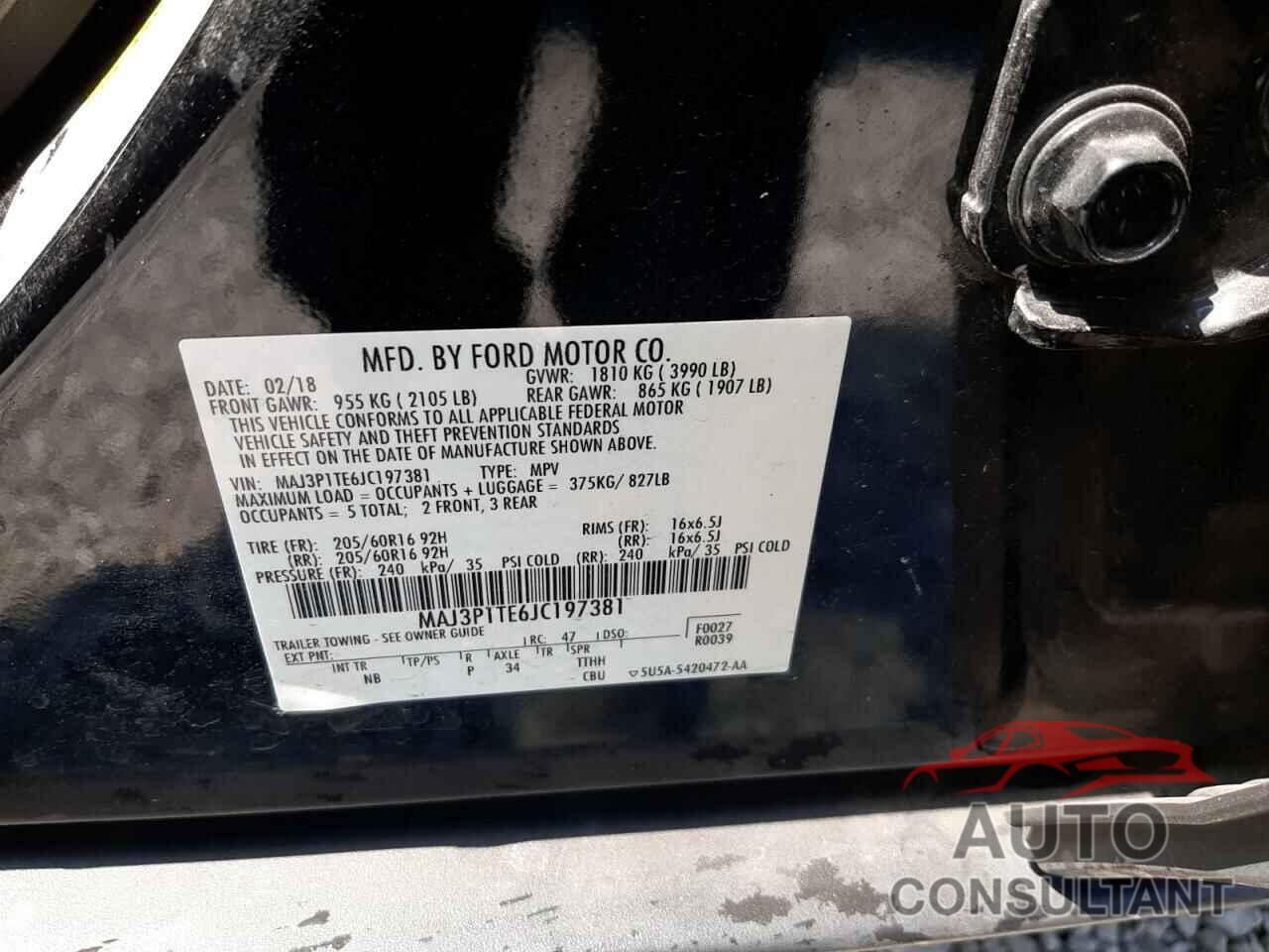 FORD ECOSPORT 2018 - MAJ3P1TE6JC197381