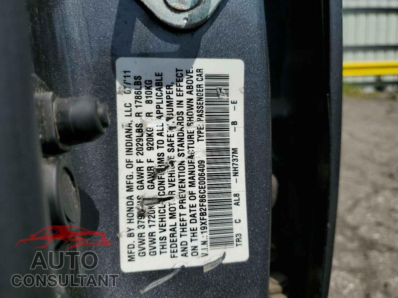 HONDA CIVIC 2012 - 19XFB2F86CE006409