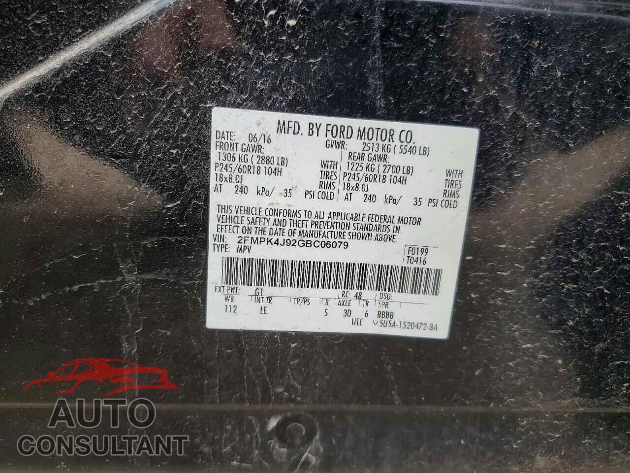 FORD EDGE 2016 - 2FMPK4J92GBC06079