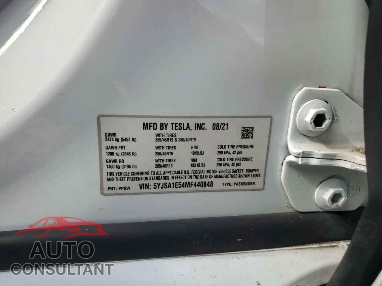 TESLA MODEL S 2021 - 5YJSA1E54MF440648