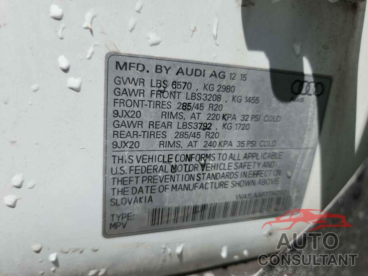 AUDI Q7 2017 - WA1LAAF77HD004789