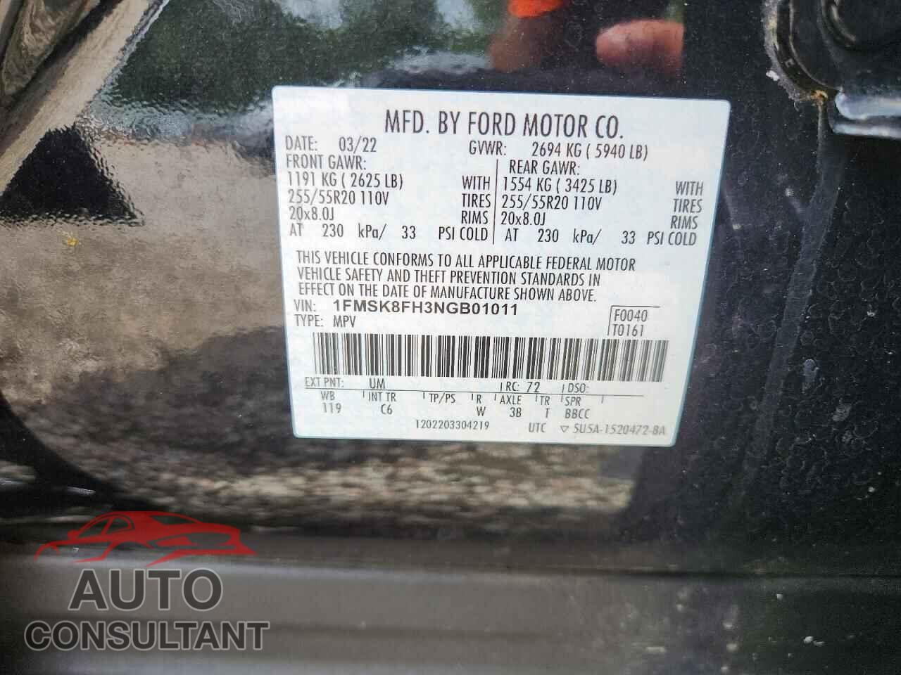 FORD EXPLORER 2022 - 1FMSK8FH3NGB01011