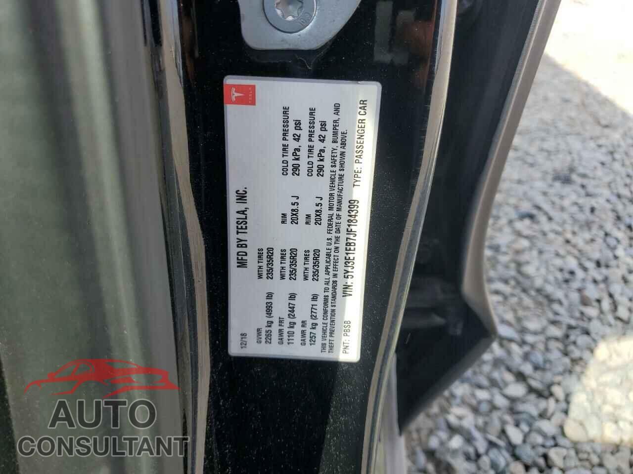 TESLA MODEL 3 2018 - 5YJ3E1EB7JF184399
