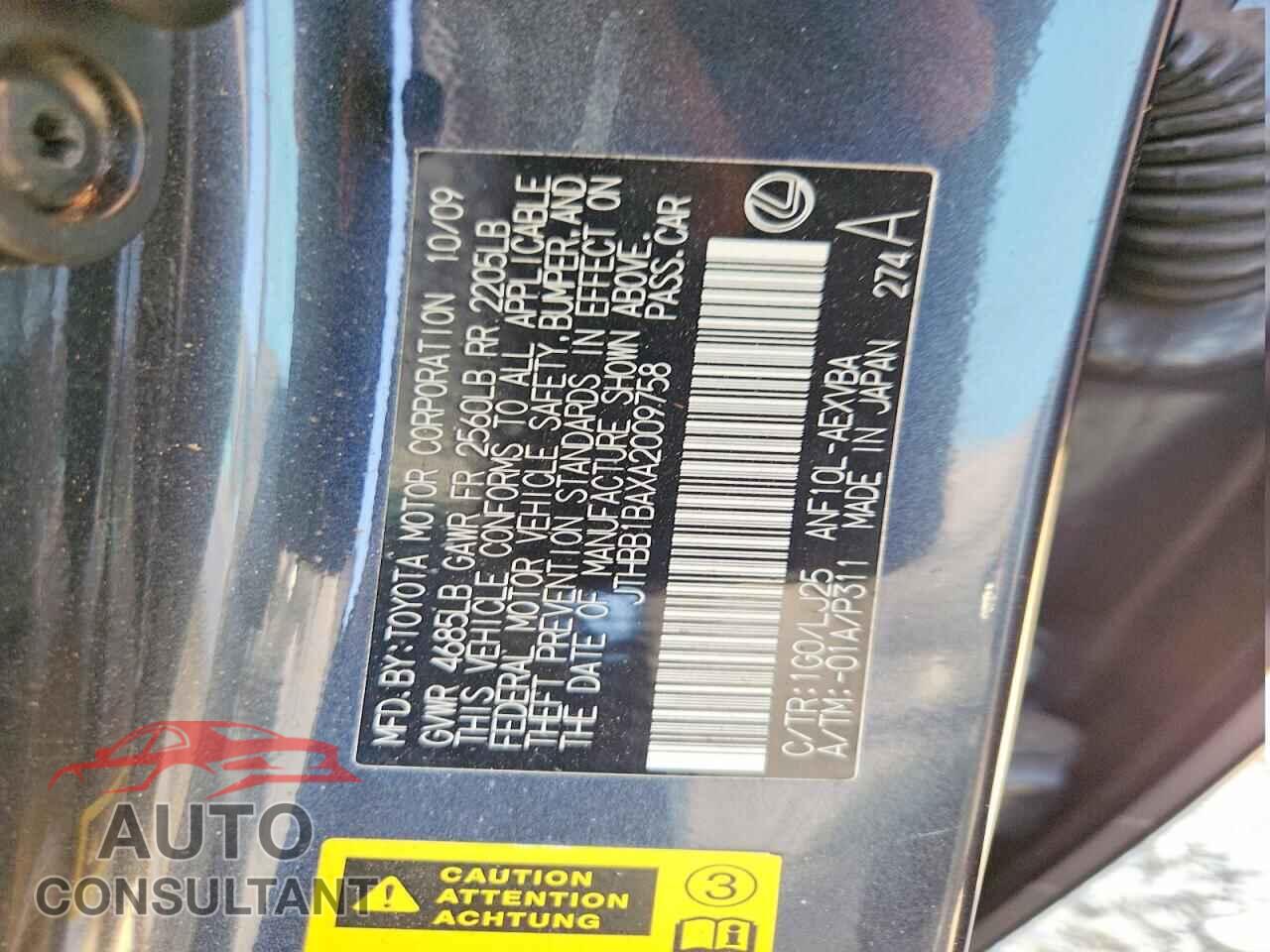LEXUS HS 2010 - JTHBB1BAXA2009758