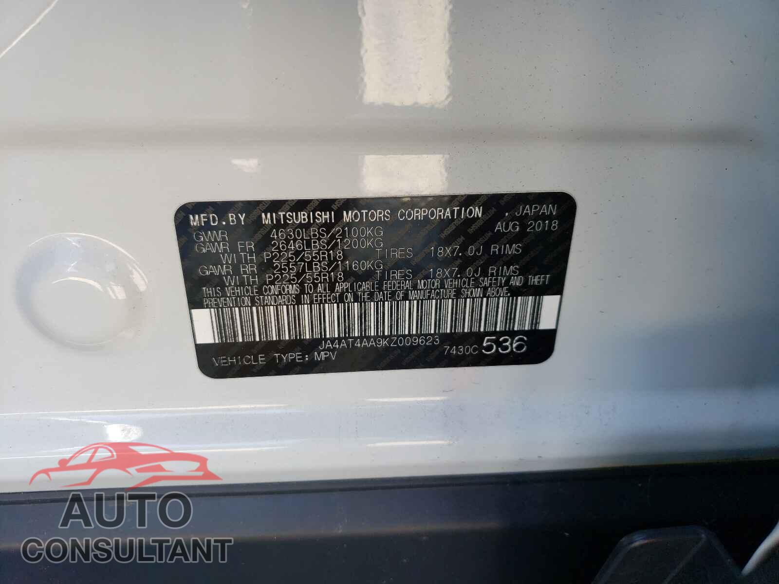 MITSUBISHI ECLIPSE 2019 - JA4AT4AA9KZ009623