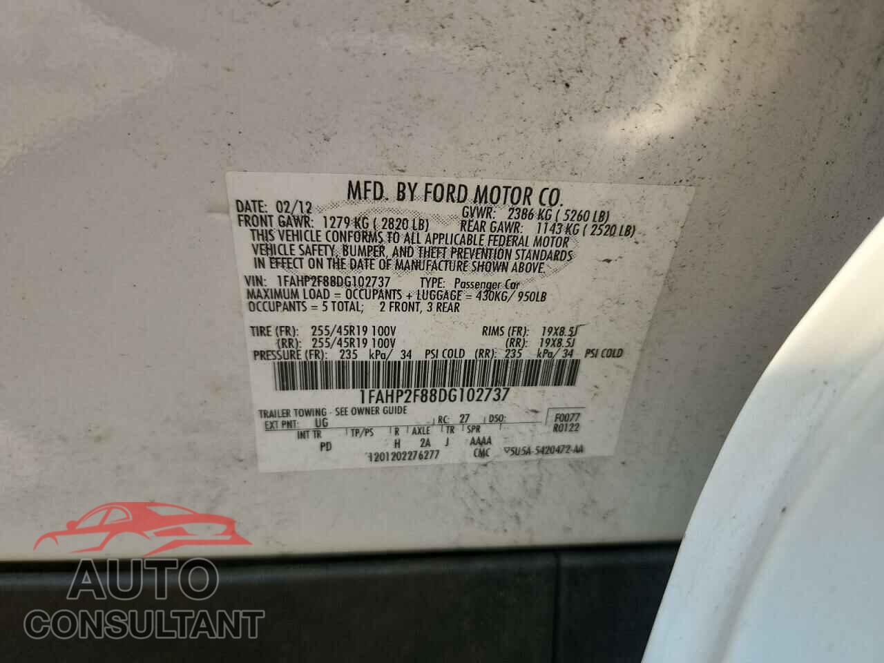 FORD TAURUS 2013 - 1FAHP2F88DG102737
