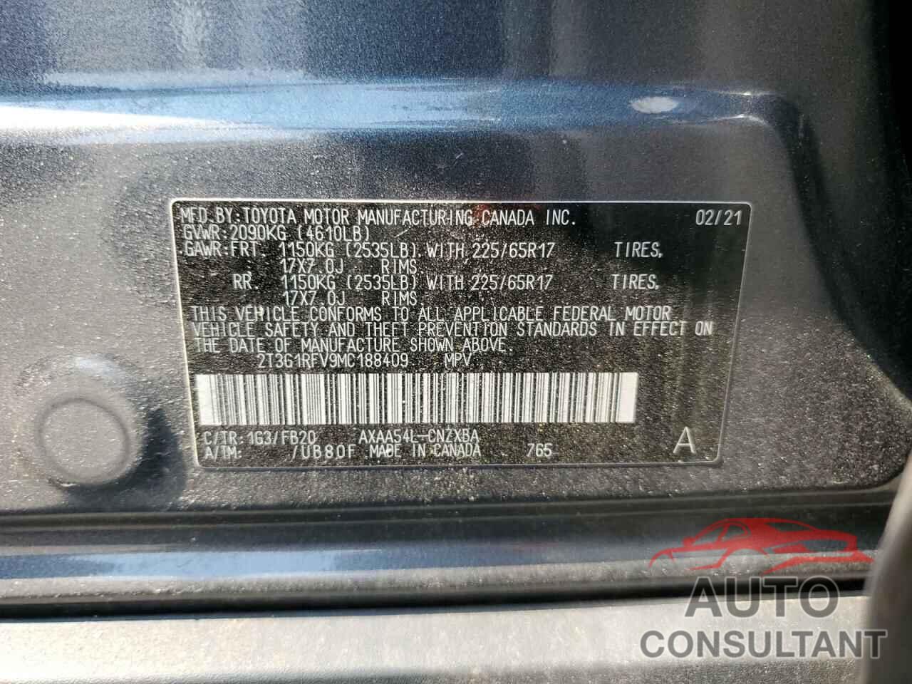 TOYOTA RAV4 2021 - 2T3G1RFV9MC188409