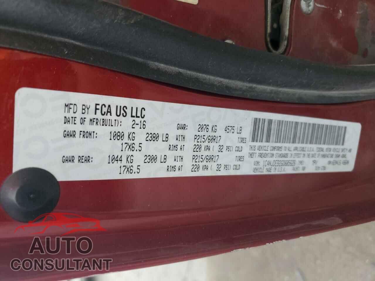 JEEP COMPASS 2016 - 1C4NJDEB2GD685626