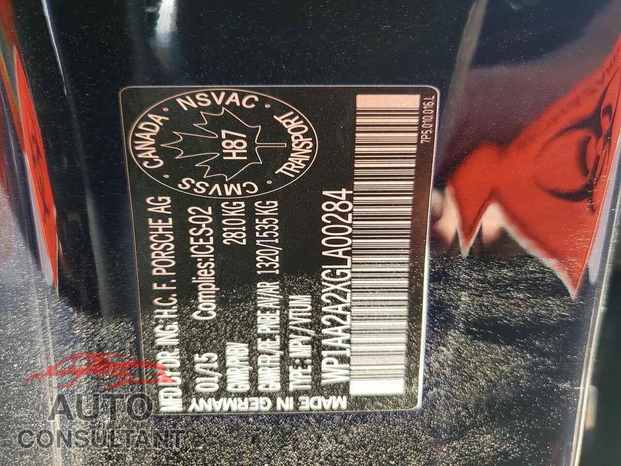 PORSCHE CAYENNE 2016 - WP1AA2A2XGLA00284