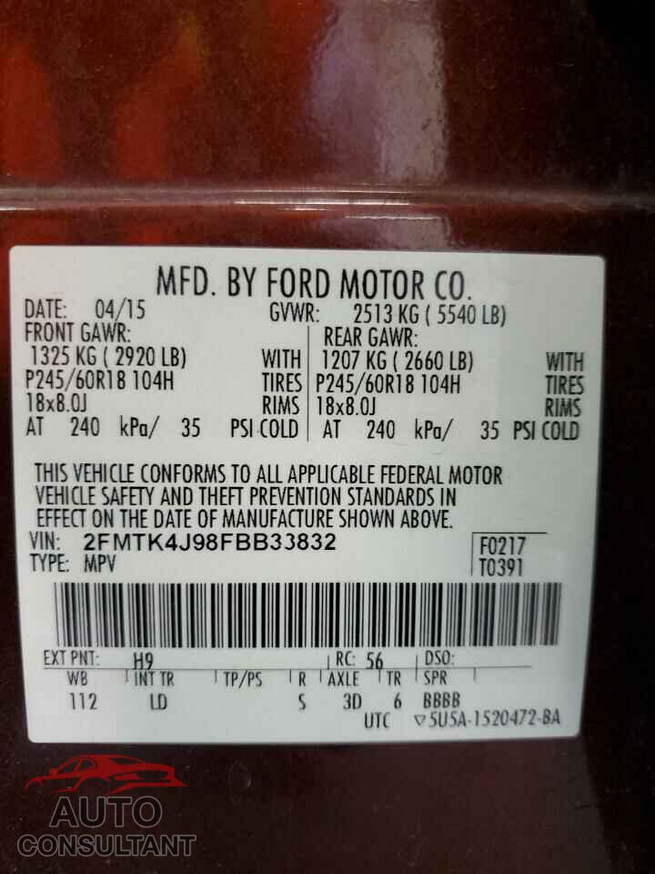 FORD EDGE 2015 - 2FMTK4J98FBB33832