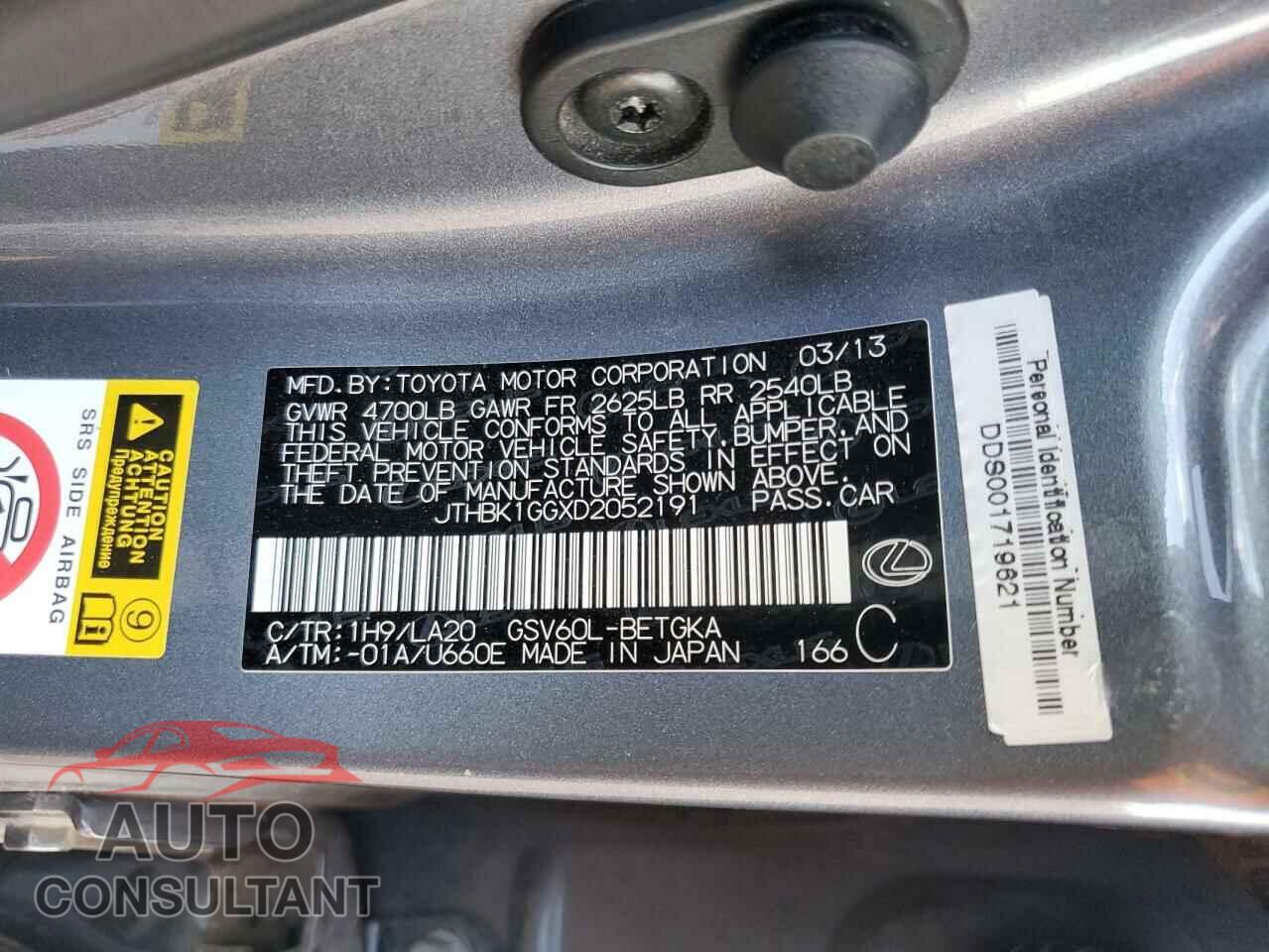 LEXUS ES350 2013 - JTHBK1GGXD2052191