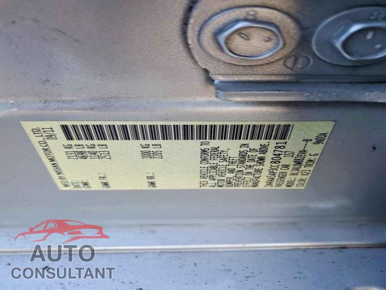 NISSAN MAXIMA 2012 - 1N4AA5AP3CC804781