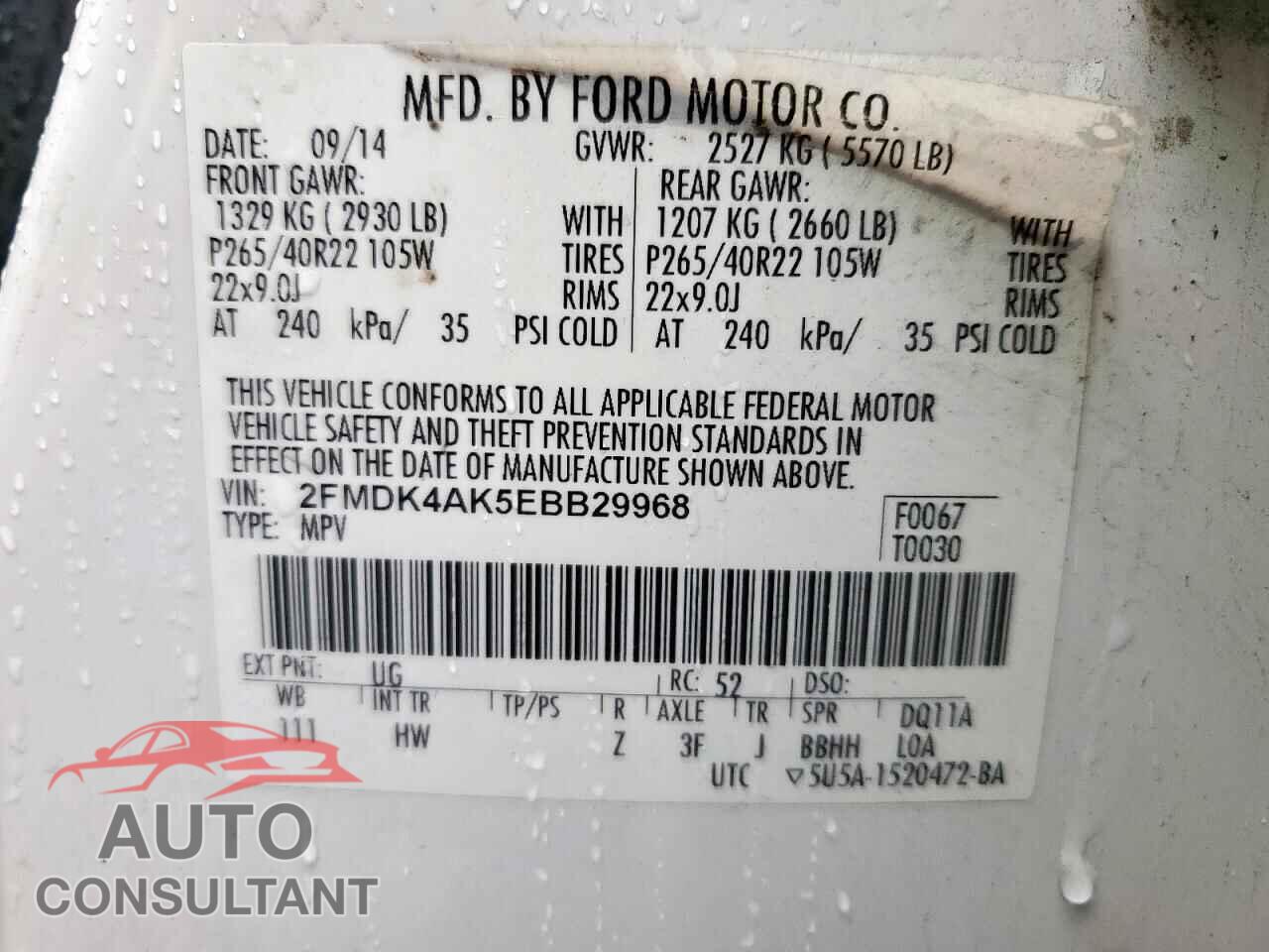 FORD EDGE 2014 - 2FMDK4AK5EBB29968