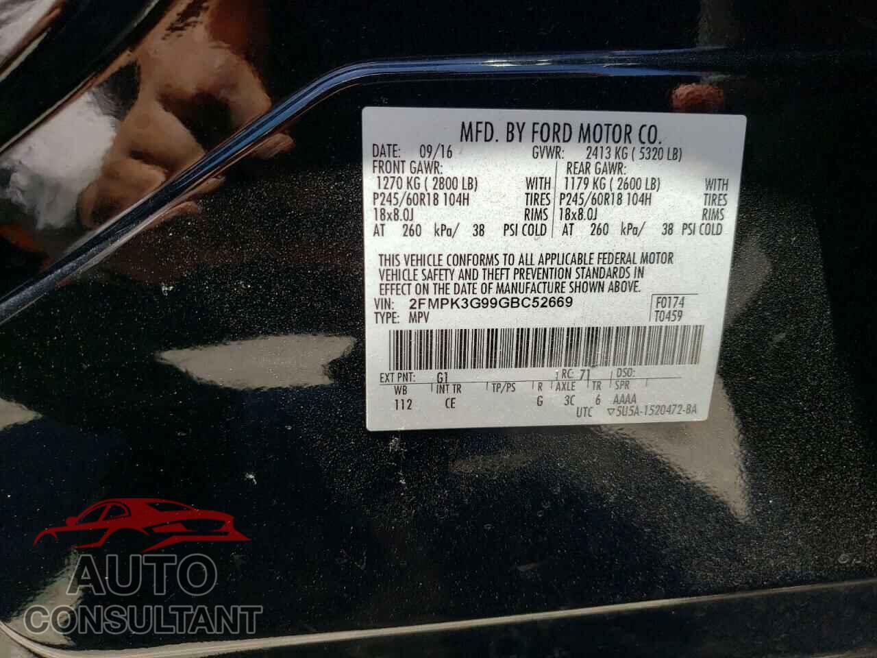 FORD EDGE 2016 - 2FMPK3G99GBC52669