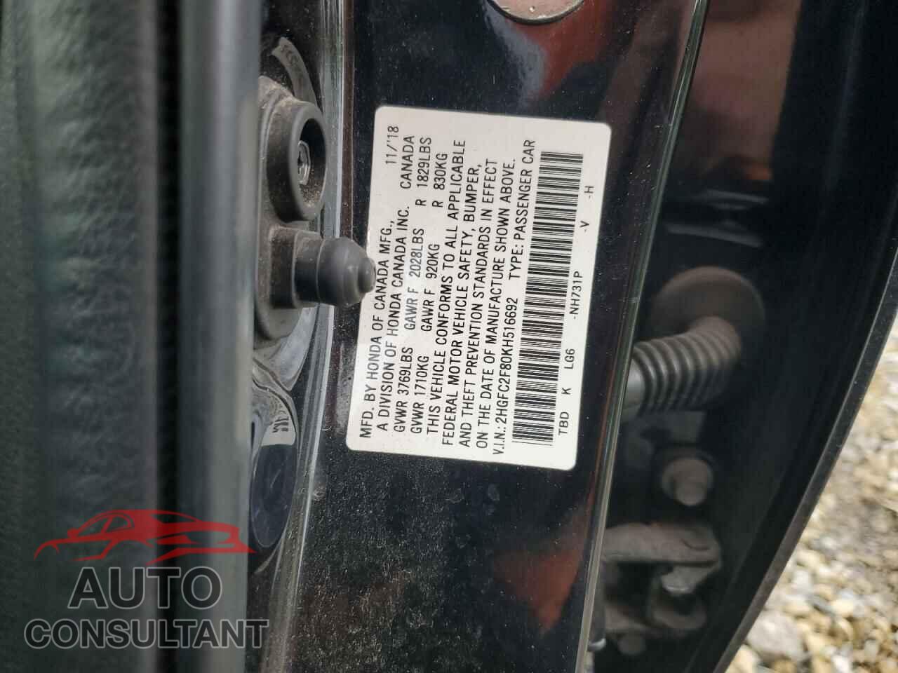 HONDA CIVIC 2019 - 2HGFC2F80KH516692