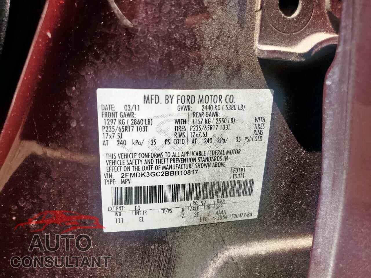 FORD EDGE 2011 - 2FMDK3GC2BBB10817