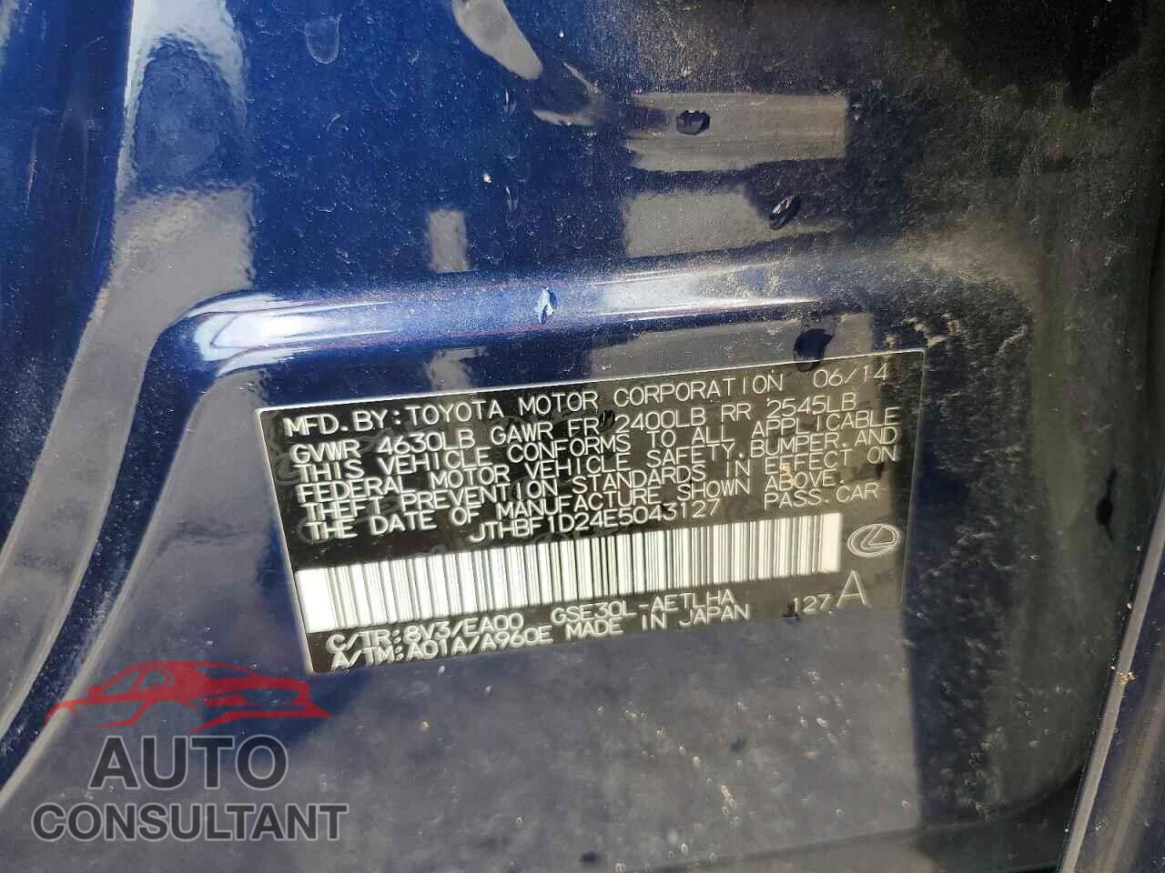 LEXUS IS 2014 - JTHBF1D24E5043127