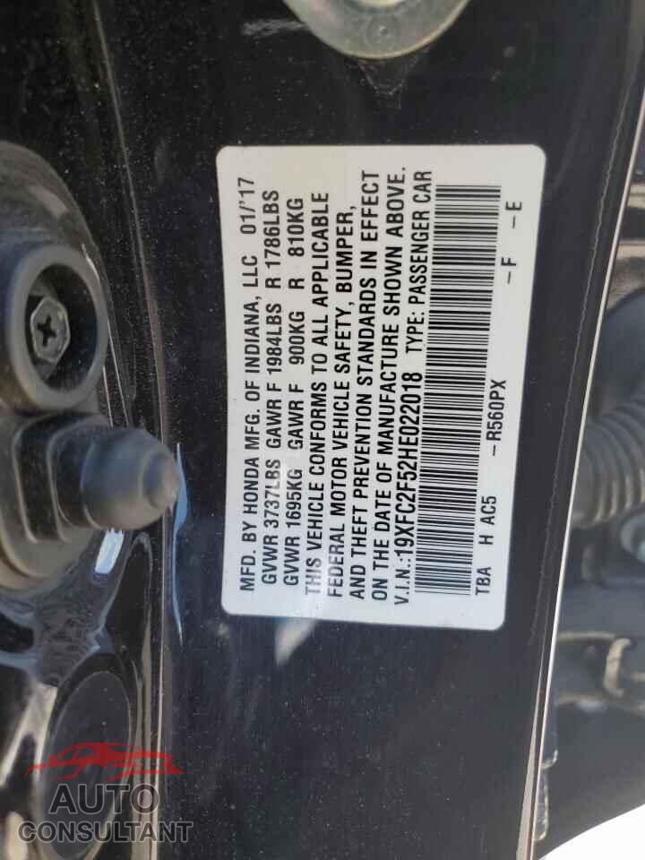 HONDA CIVIC 2017 - 19XFC2F52HE022018