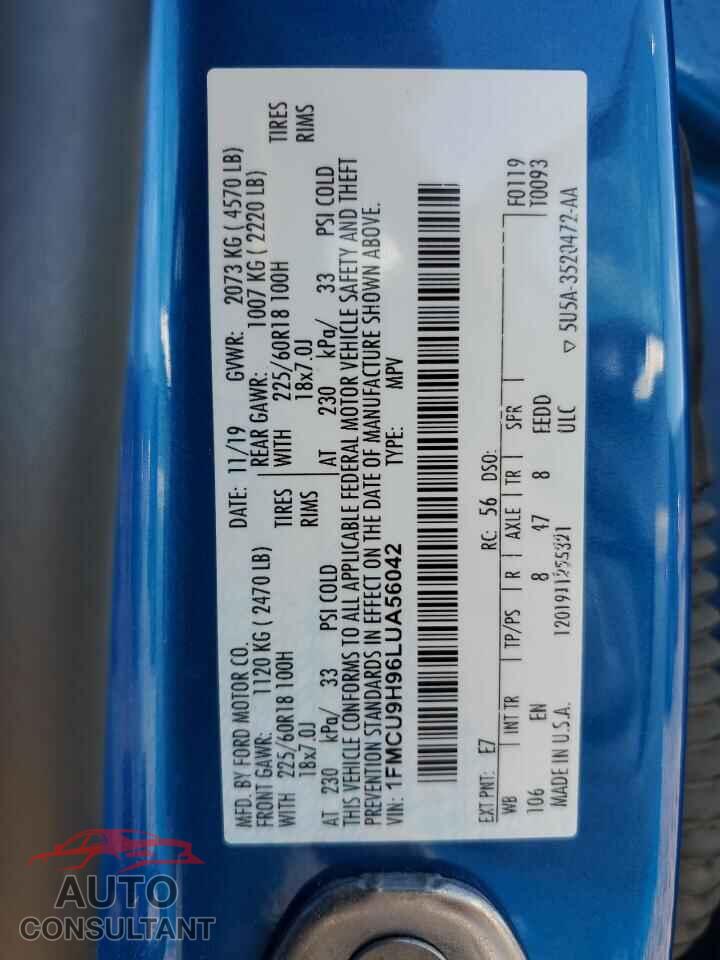 FORD ESCAPE 2020 - 1FMCU9H96LUA56042