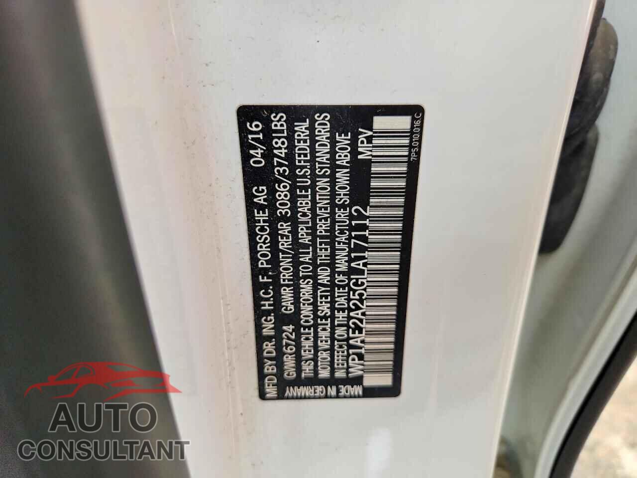 PORSCHE CAYENNE 2016 - WP1AE2A25GLA17112