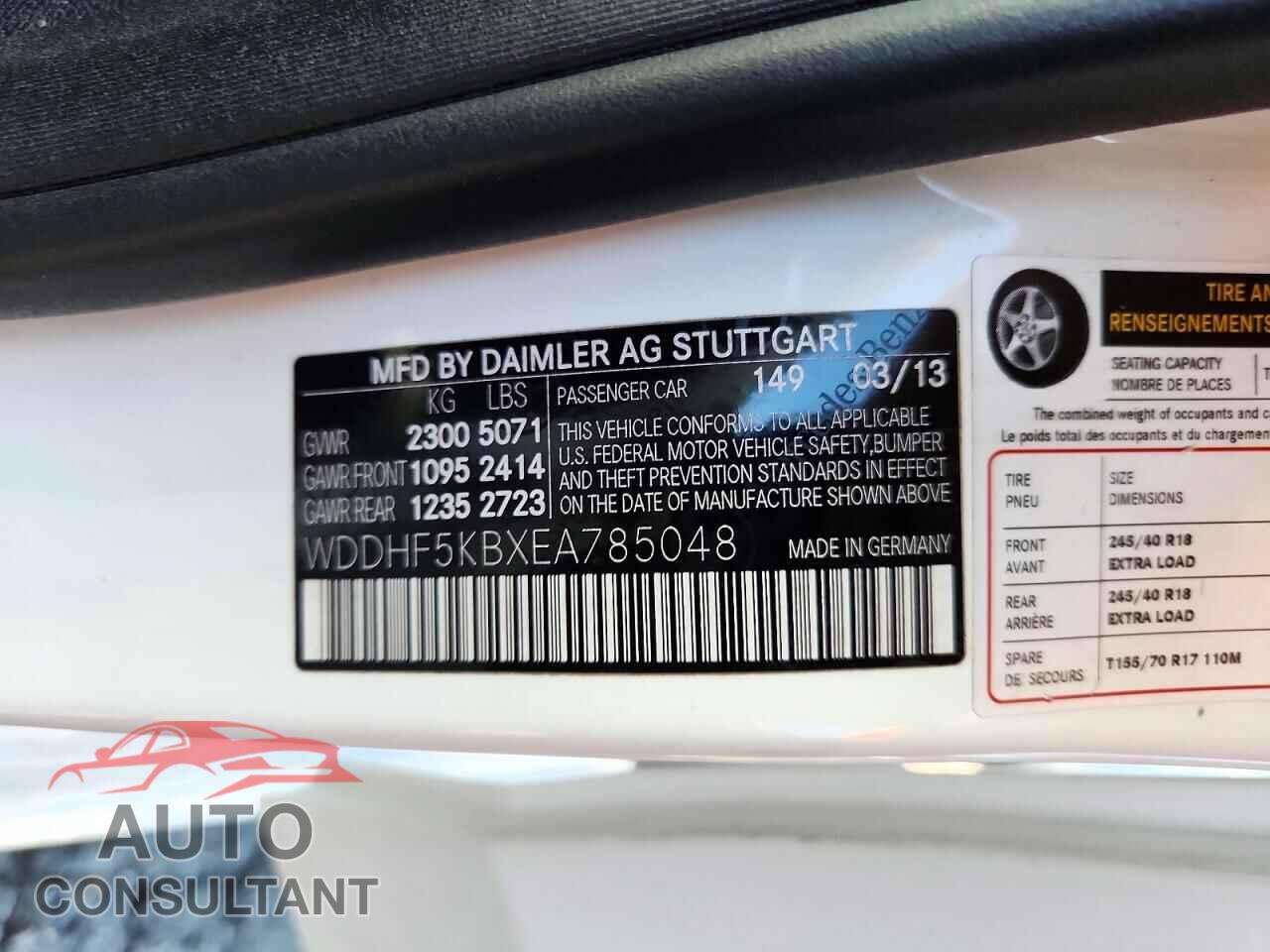 MERCEDES-BENZ E-CLASS 2014 - WDDHF5KBXEA785048