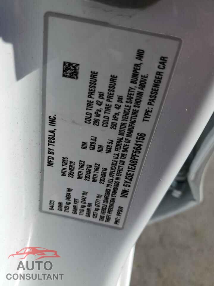 TESLA MODEL 3 2023 - 5YJ3E1EA8PF564156
