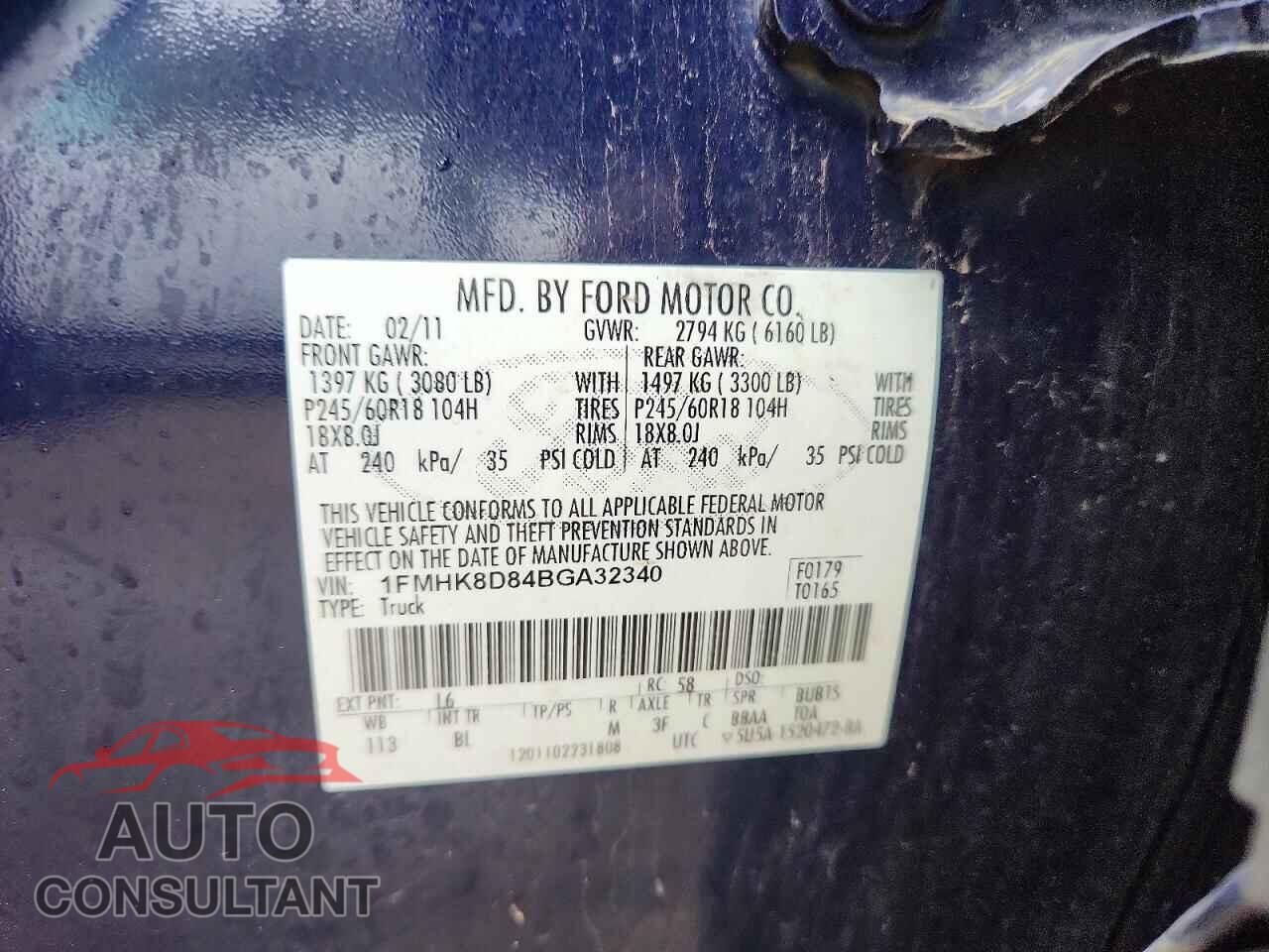 FORD EXPLORER 2011 - 1FMHK8D84BGA32340