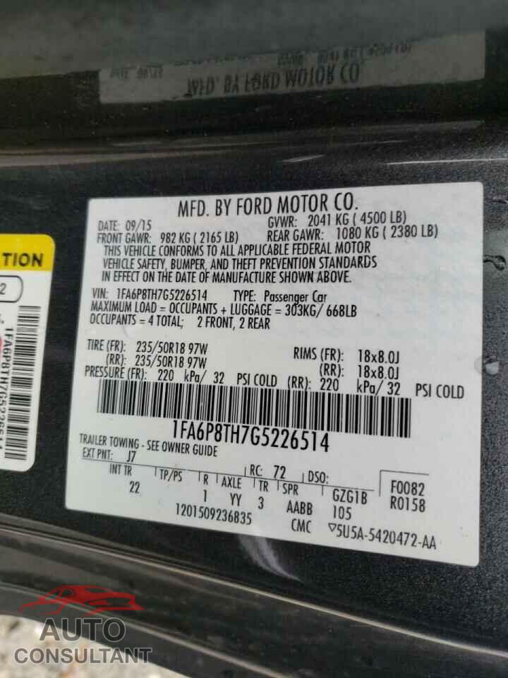 FORD MUSTANG 2016 - 1FA6P8TH7G5226514