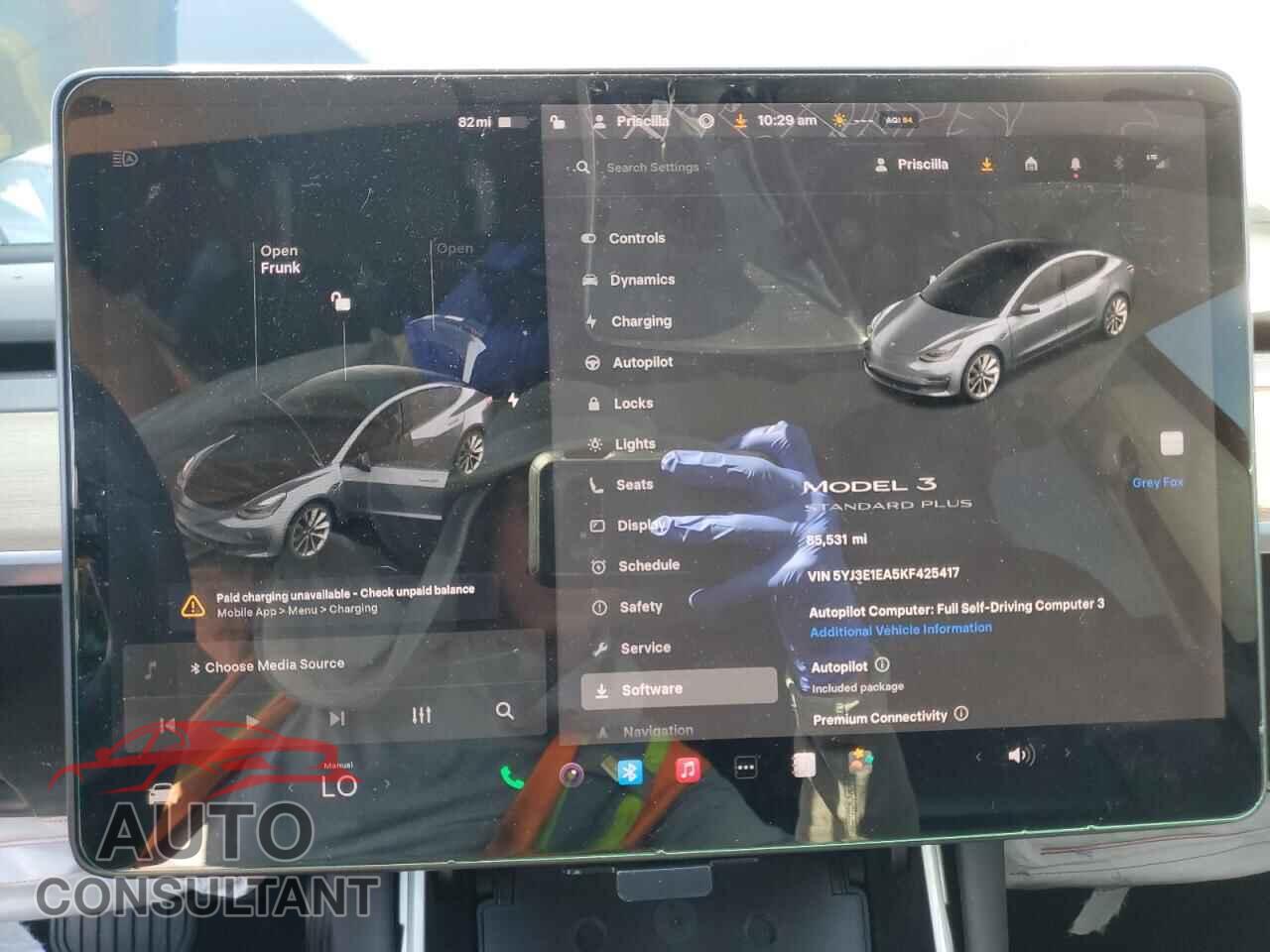 TESLA MODEL 3 2019 - 5YJ3E1EA5KF425417