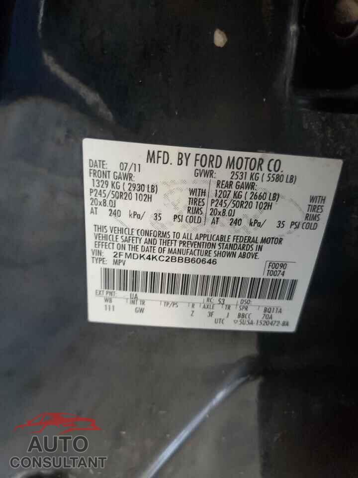 FORD EDGE 2011 - 2FMDK4KC2BBB60646